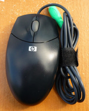 Vintage HP Logitech M-S69 PS/2 Mechanical Ball Wheel Mouse - Dark Gray
