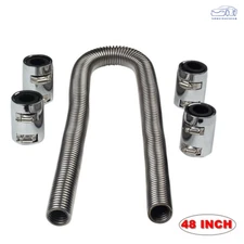 48" Stainless Steel Radiator Flexible Coolant Water Hose with Caps Kit Universal