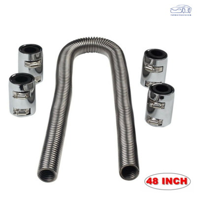 48'' Stainless Steel Radiator Flexible Coolant Water Hose with Caps Kit Universal
