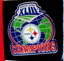 2009 Pittsburgh Steelers pin Super Bowl XLIII 43 Champions globe NFL