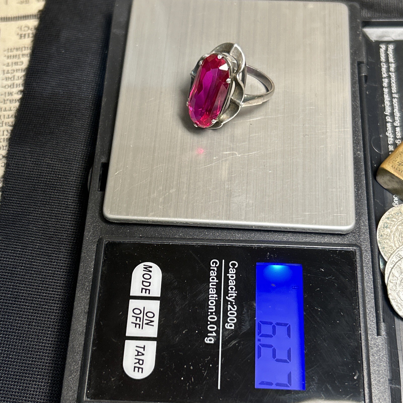 Vintage Ring Soviet Red Ruby  Silver 875 ☆ USSR R… - image 9