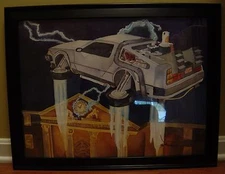 BACK TO THE FUTURE ORIGINAL DELOREAN WATERCOLOR PAINTING PICK UP ONLY 