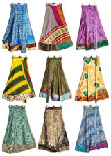 Indian Vintage Silk Skirts 5 PC Long Dress Bohemian Women Hippie Boho Sari Gypsy