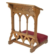 Kneelers, Gothic Padded Kneeler (TS990) Oak Prayer Kneeler for Church or Home
