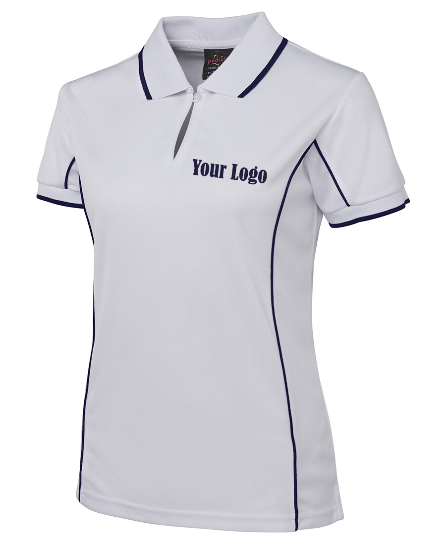 Jb's wear Podium Teamwear Ladies Piping Polo Shirt W/ one custom Embroidery Logo image 5