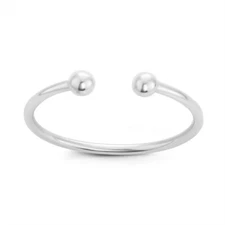 Sterling Silver Double Bead Open Ring