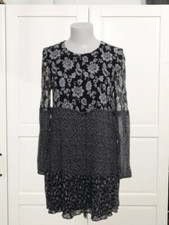 Sézane dress silk size 38 black floral print viscose patchwork