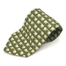Brooks Brothers Makers Mens Neck Tie Green With Bears Silk Made in USA NWT