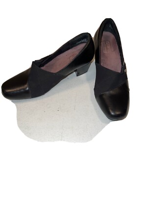 Clarks Everyday Levee Bank Pump Women 7.5 M Black Fabric Leather Heel Shoe 31300