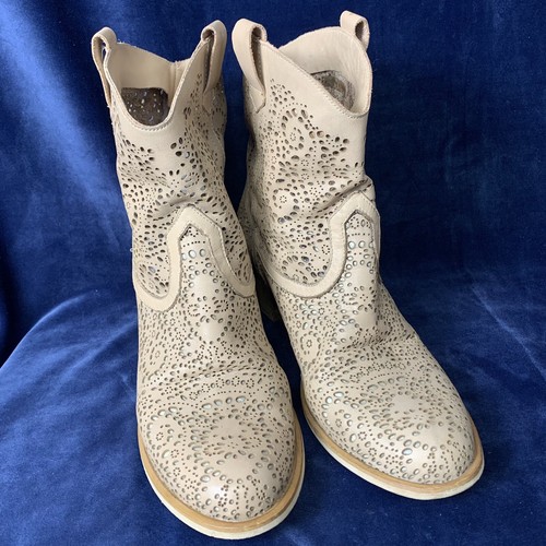 Sundance Leather Lace Booties Boots Tan Bride Country Chic Cowboy EUR 40, US 9.5 - Picture 2 of 13