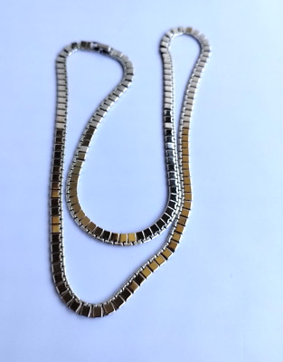 Vintage Monet Necklace Silver Tone Flat Chain 24''