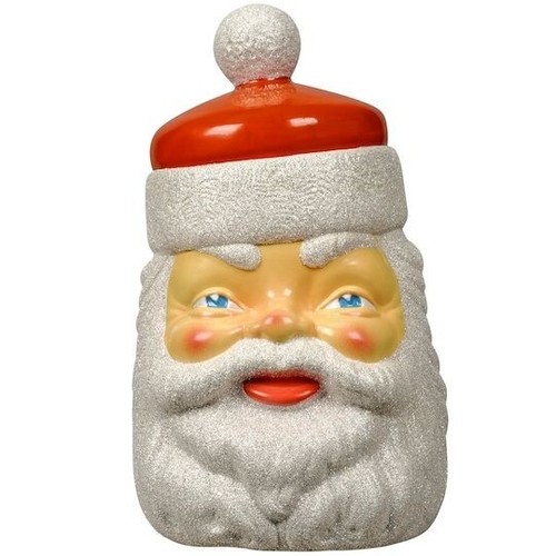 SANTA BLOW MOLD VINTAGE COOKIE JAR STYLE HEAD FACE CHRISTMAS ORNAMENT