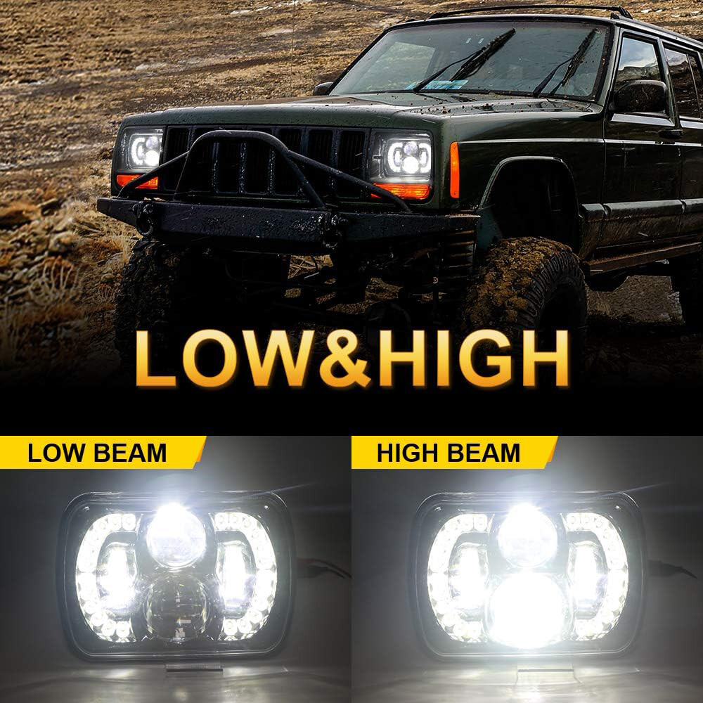 5X7 7X6 LED Headlight Hi/Lo Beam For Jeep Cherokee XJ 1984-01 5X7 7X6 LED Headlight Hi/Lo Beam For Jeep Cherokee XJ 1984-01