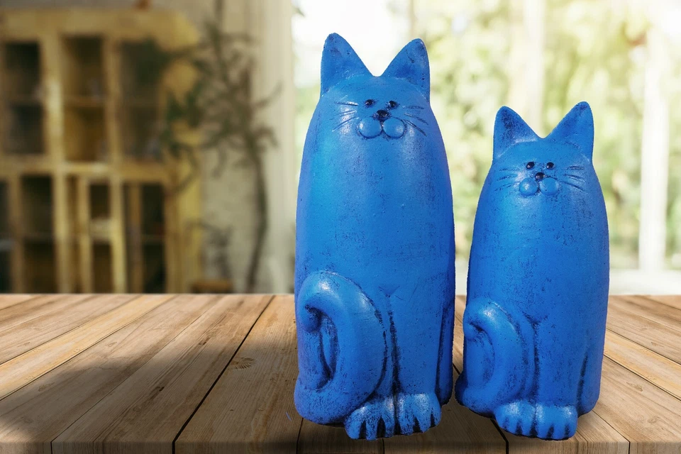 Par de estatuas de jardín para gatos | Hechas a mano y pintadas | Dos gatos, 1 precio | Varios colores Foto 2 de 4