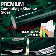 Gloss Camouflage Shadow Camo Midnight Green Car Vinyl Wrap Sticker Decal Film