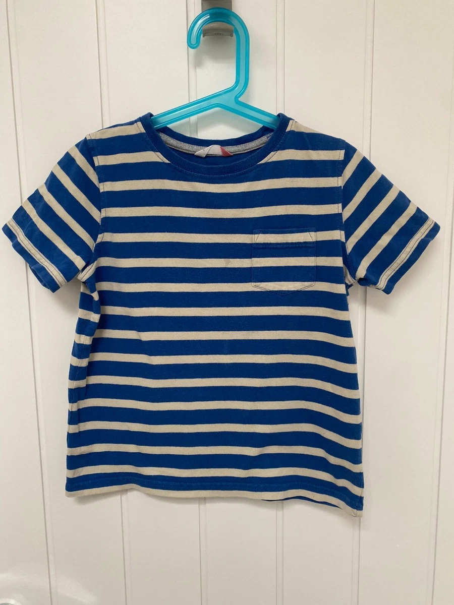 John Lewis Boys Kids Short Sleeve Blue Stripe T Shirt Age 7 Years