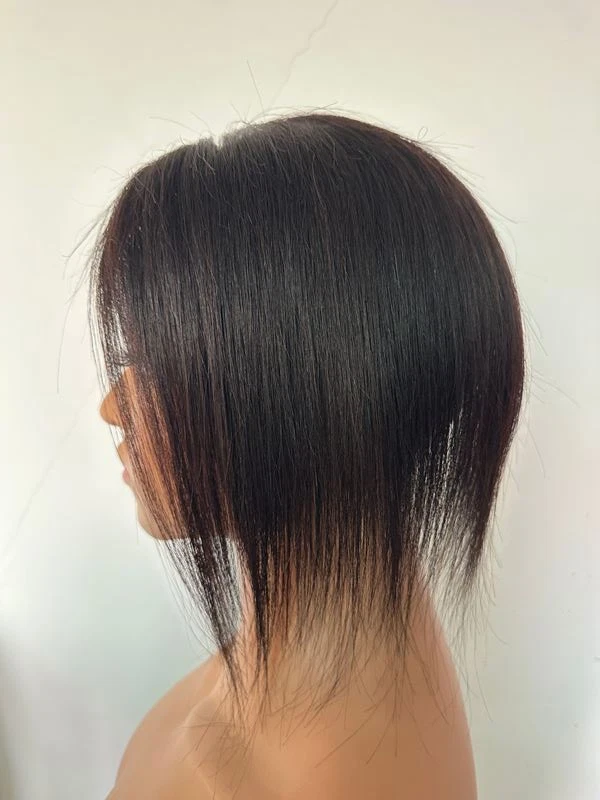 6"x5.5"Traceless Lace Front 100% Human Hair Topper Clip in Dark Yellow Brown 10" - Image 2 of 4