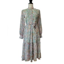Spring & Mercer Watercolor Chiffon Prarie Dress Size Xs New