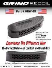 Grind to fit recoil pad, No metal insert, Black, Made in the USA! GRW-65