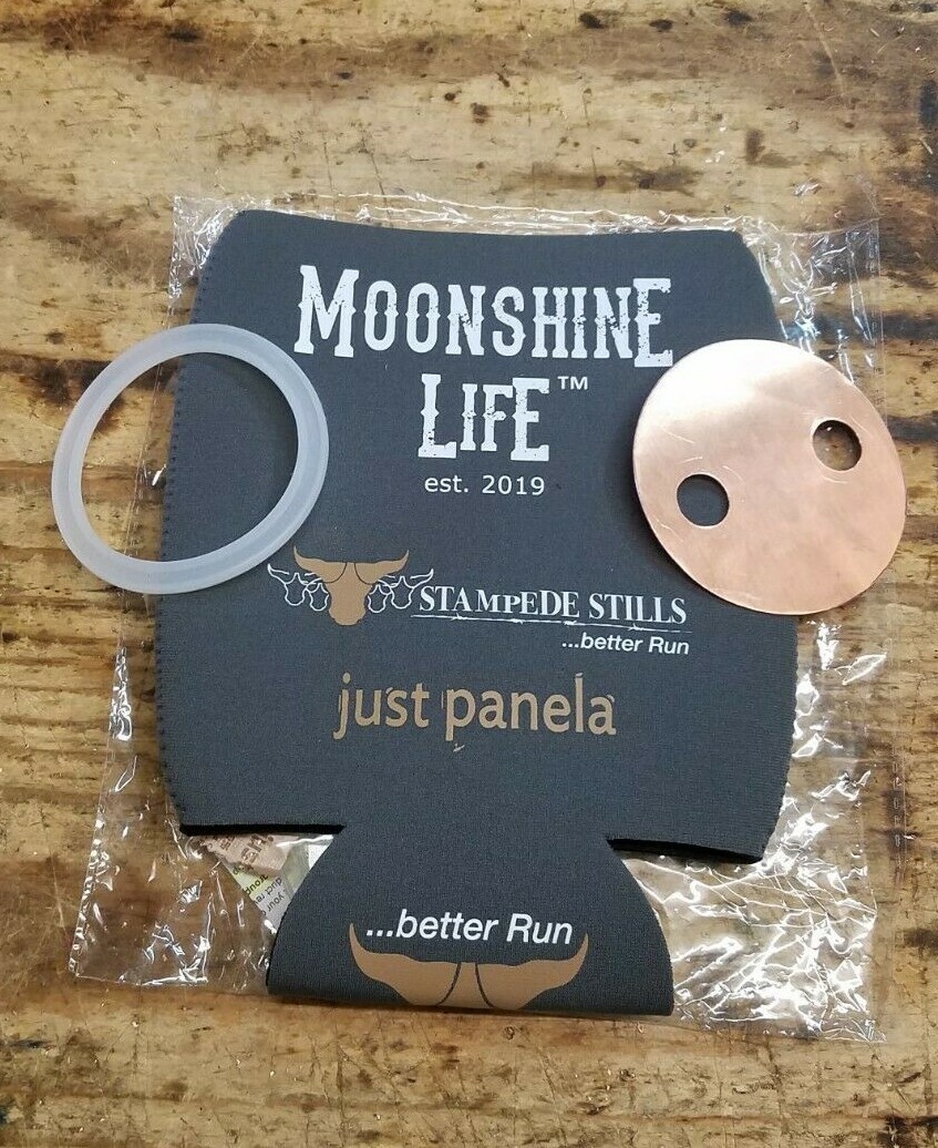 Wide Mouth Mason Jar Moonshine Thumper 16oz Copper Disk, Gasket, 1/2Gallon Coozy