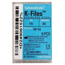 *6-Pieces* Kerr SybronEndo K-Files Size-15 Length-30mm Stainless Steel 06152