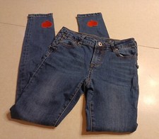 Adriano Goldschmeid AG Girls Jeans Size 12 Blue Embroidered Hearts