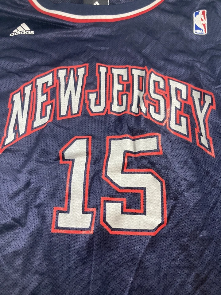 Camiseta de los New Jersey Nets de la NBA para hombre grande cosida Vince Carter #15 azul marino Addidas Foto 3 de 4