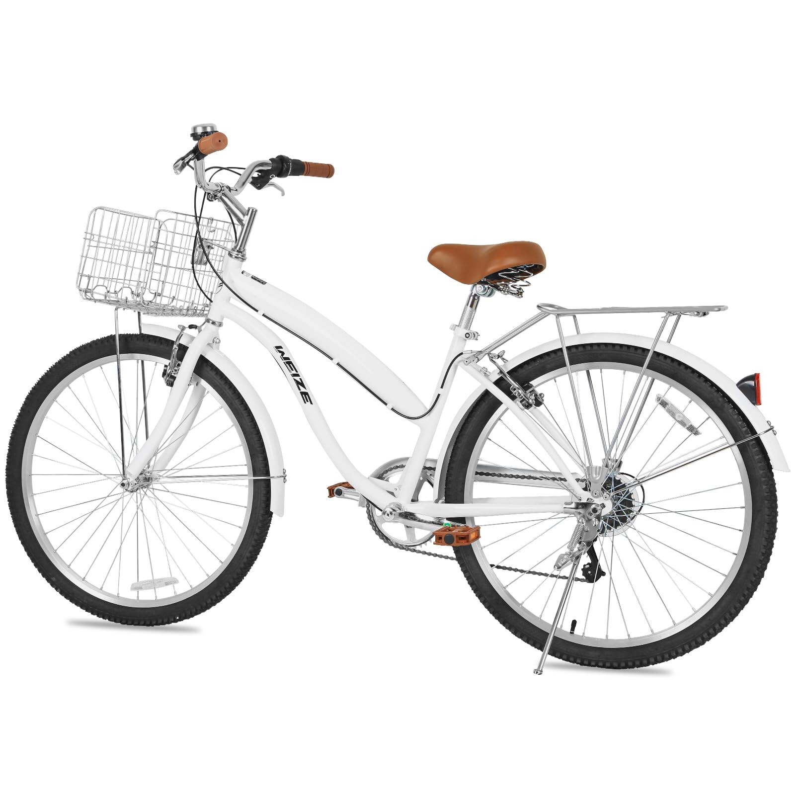 Beach Cruiser Bike Commuter Bicycle City Bikes 26 inch with Rear Rack & Basket
