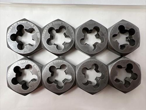 (Lot of 8) M12 X 1.5 Metric 1" Hex Die 808/804 12MM Carbon Steel - 第 2/6 張圖片