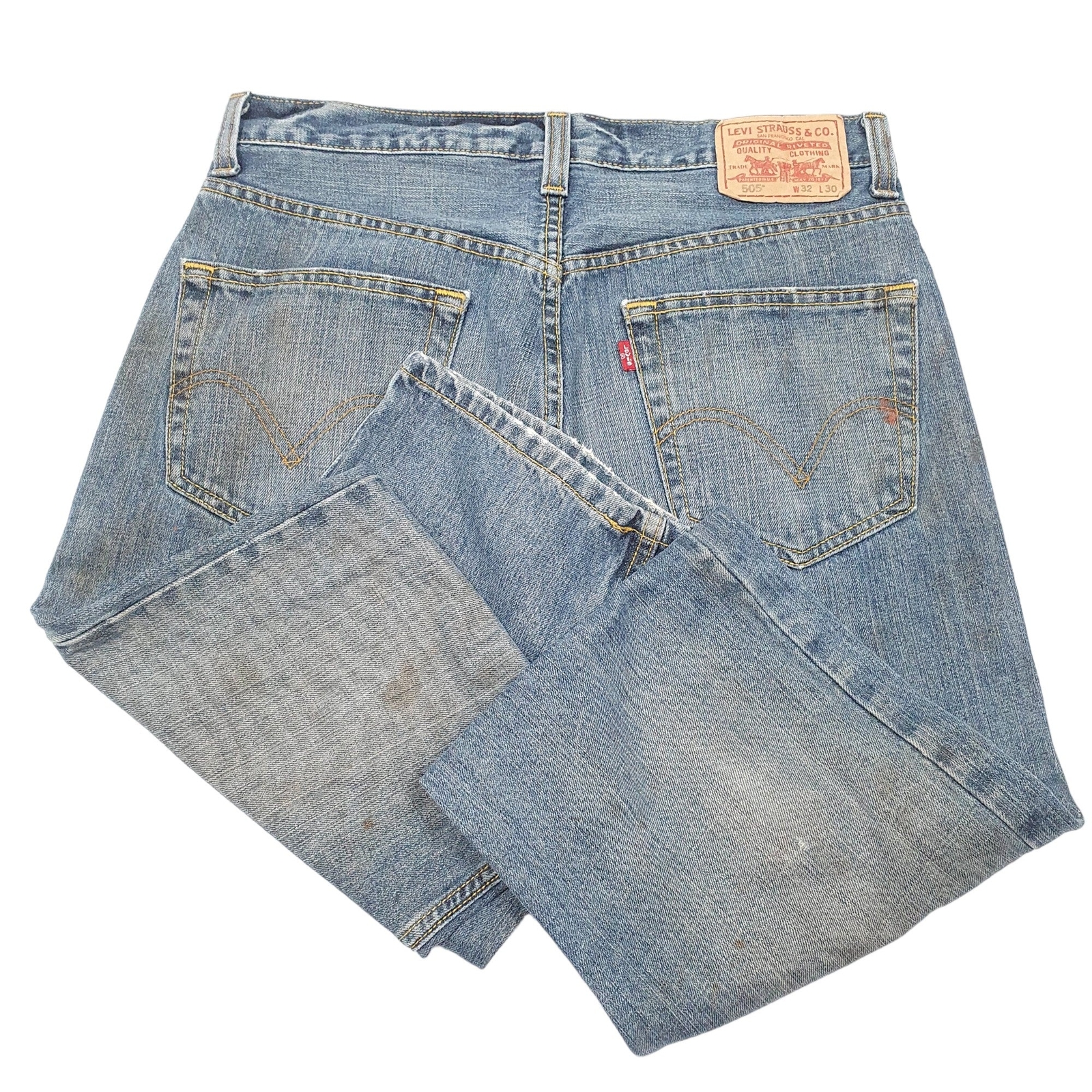 LEVIS 505 Jeans Regular Fit Blue Denim Trousers Mens W32 L30 image 4