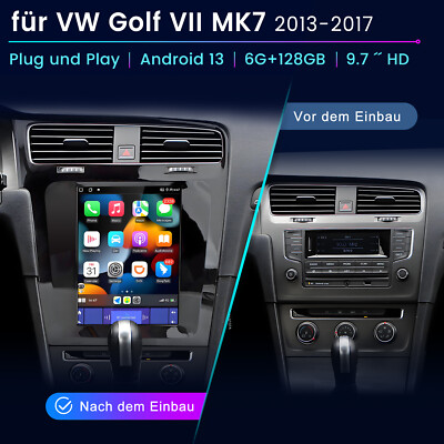 9.7'' Android 13 Autoradio Carplay GPS Navi 6+128G 4G LTE für VW Golf 7 VII MK7