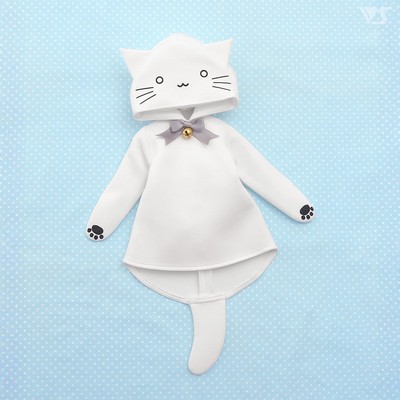 Volks MSD SD Dollfie Dream BJD Clothes - White Cat Hoodie and Cat Socks Set