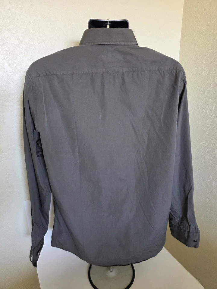 Camisa de Vestir Clásica Hermes Gris Rara Increíble 100% Algodón Hecha en Francia Talla 44 Foto 3 de 4