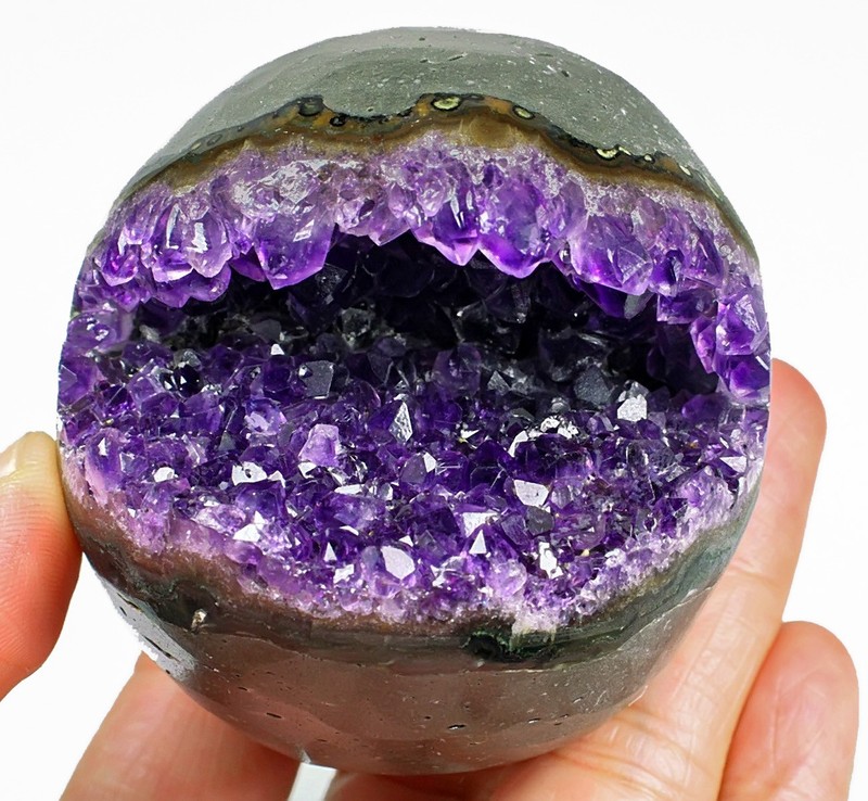 986Ct Natural Uruguayan Amethyst Geode Open-Mouth smile Ball QDA3