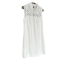 THEORY Aronella Elevate Crepe Lace-Yoke Mini Sleeveless Dress White Size 2