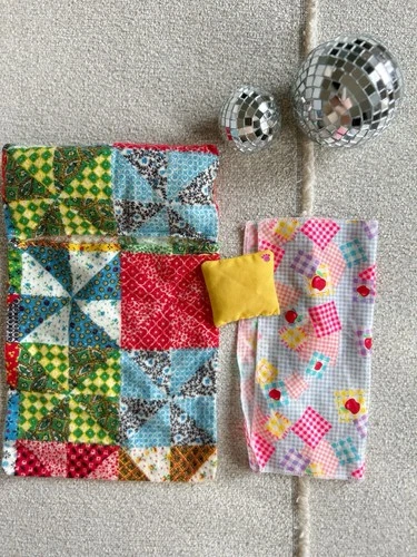 Vintage Barbie Sleeping Bag Bean Pillow Quilt Set Of Three