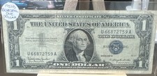 1957 $1 US Silver Certificate Banknote U66872759A 🔵 Blue Seal One Dollar Note