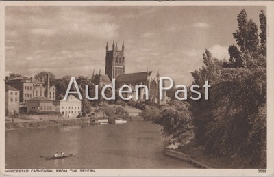Vintage FOTO-PRÄZISION englische Serie Postkarte Worcester Kathedrale Fluss Severn