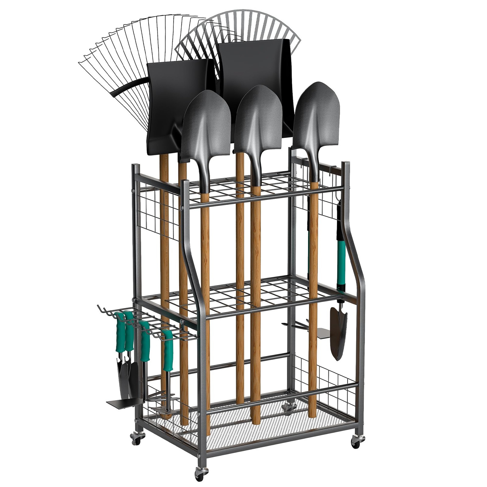Garage & Garden Tool Organizer Stand for Yard Storage & Organization