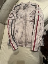 Giacca Pro Future Moto  Pelle Cafe Racer  Uomo Vintage Bianco Sporco Tg 50 Reale