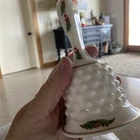 Fenton milk glass hobnail Christmas holly Berry bell Vintage Holiday