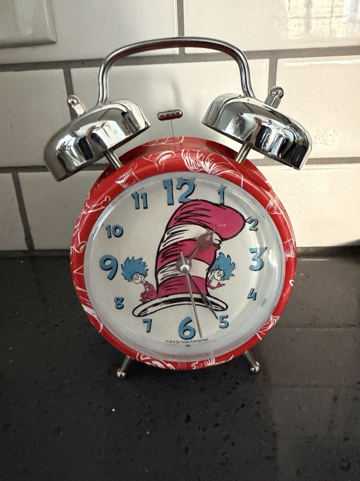 Dr Seuss The Cat In The Hat Thing 1 Thing 2 Twin Bell Alarm Clock Tested & Works