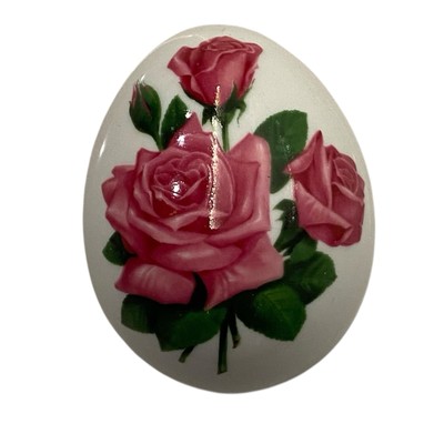 Vintage THE DANBURY MINT Rose Flower Egg Porcelain Trinket Box Limited Ed. 1981