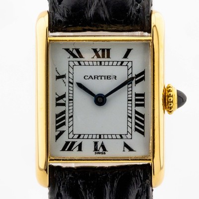 Cartier Tank Louis Paris Mini 18x25mm Ref. 67117 18K Gelbgold Handaufzug Kroko