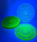 ANCHOR HOCKING 11 Pcs. Green Uranium Depression Glass Cameo Ballerina 8” Plates