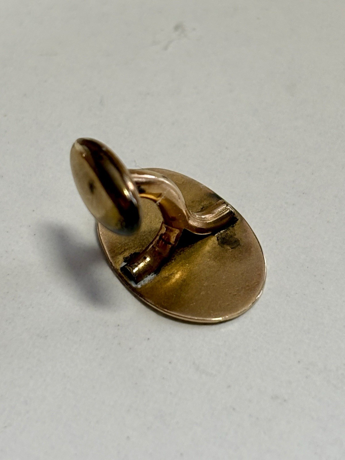 SINGLE Bean Back Cufflink Gold Plated Vintage Ant… - image 8