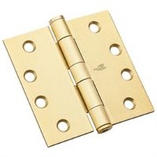 Commercial Door Hinge 4 Inch Square Non-Removable Pin Satin Brass