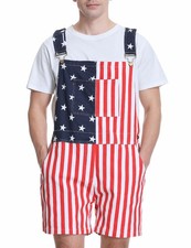 Men's Bib Overalls with Adjustable Straps, Work Coveralls, Printed Shorts Jumpsu