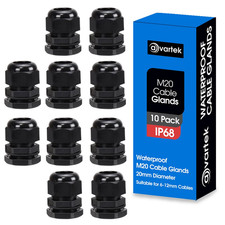10 Pack M20 20Mm IP68 Waterproof Black Cable Glands, Suitable for 6Mm - 12Mm Cab
