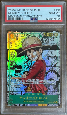 PSA 10 Luffy OP13-118 SEC Manga Alt Art Carrying on His Will